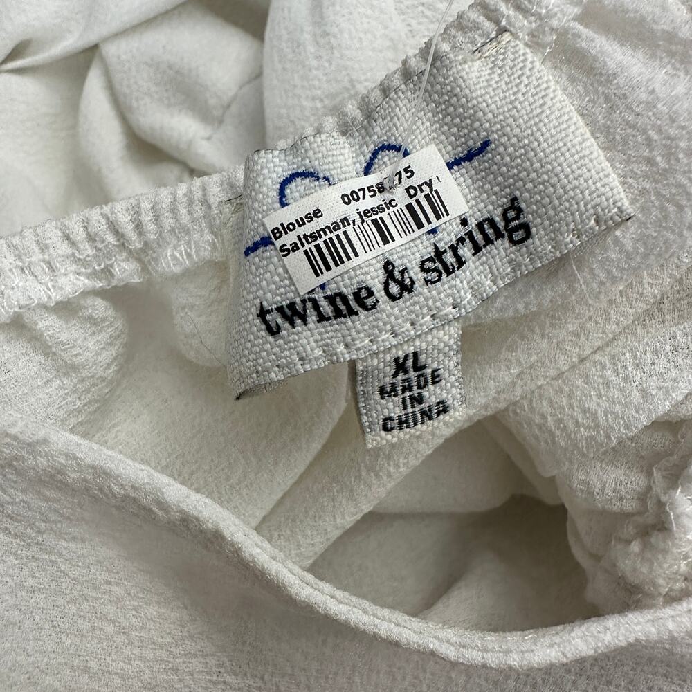 Twine & String Womens Top Size Xl White Lace Trim… - image 3